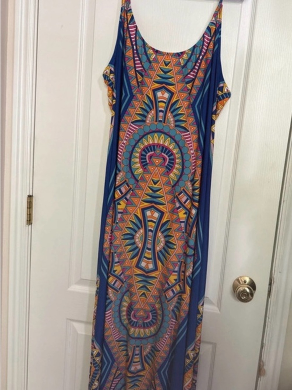 VENUS Blue Multicolor Geometric Maxi Dress